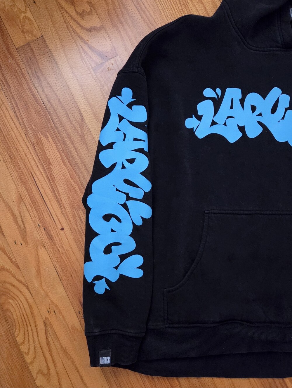 Laruicci Grafitti Streetwear Hoodie Oversized Black Blue print - Picture 3 of 9